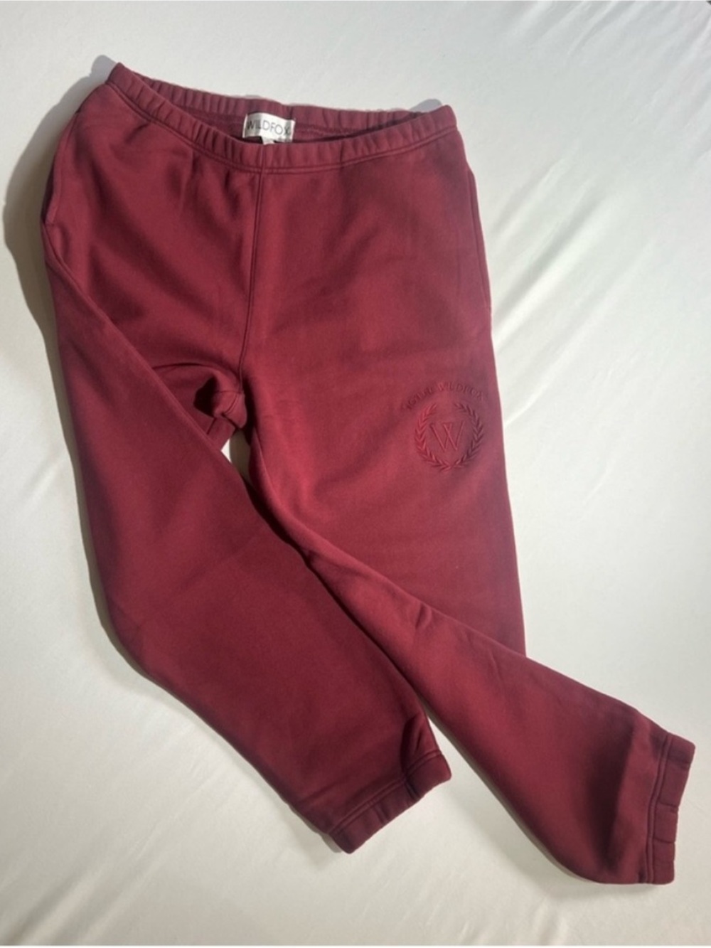 Hotel Wildfox 100% Cotton Chocolate Maroon Red Embroidered Sweatpants Size L